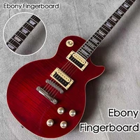 custom shop standard electric guitar ebony fingerboard red color tiger flame maple top 6 stings gitaar mahogany body