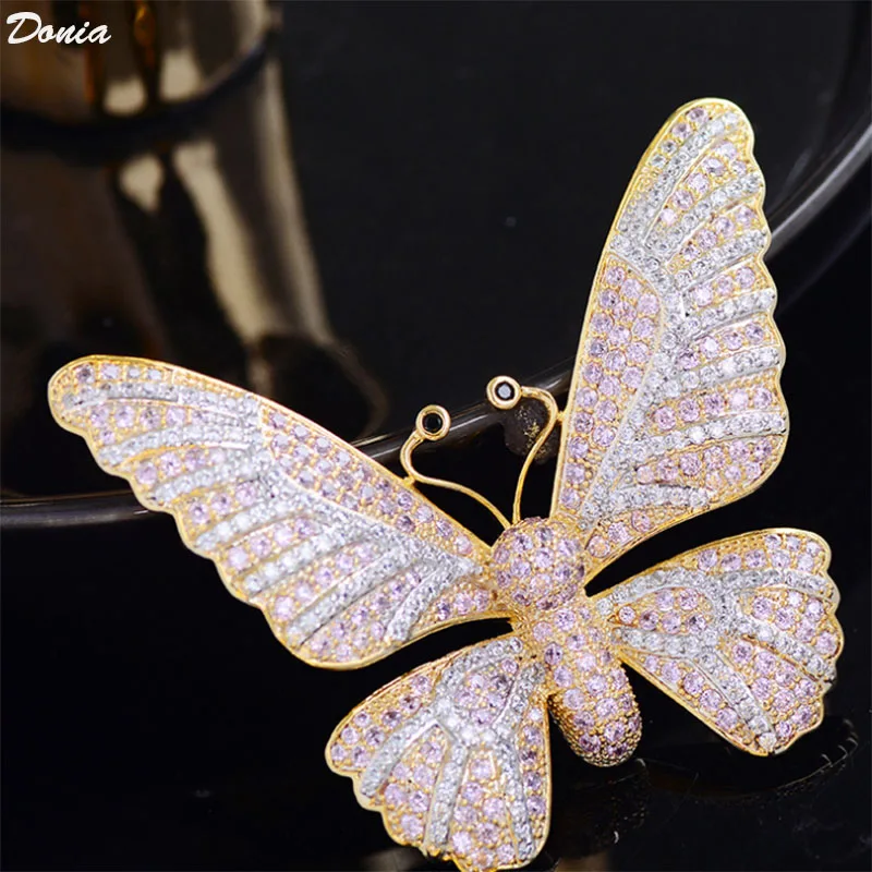 

Donia jewelry Luxury luxury micro-inlaid pink AAA zircon butterfly brooch luxury temperament pin coat scarf accessories