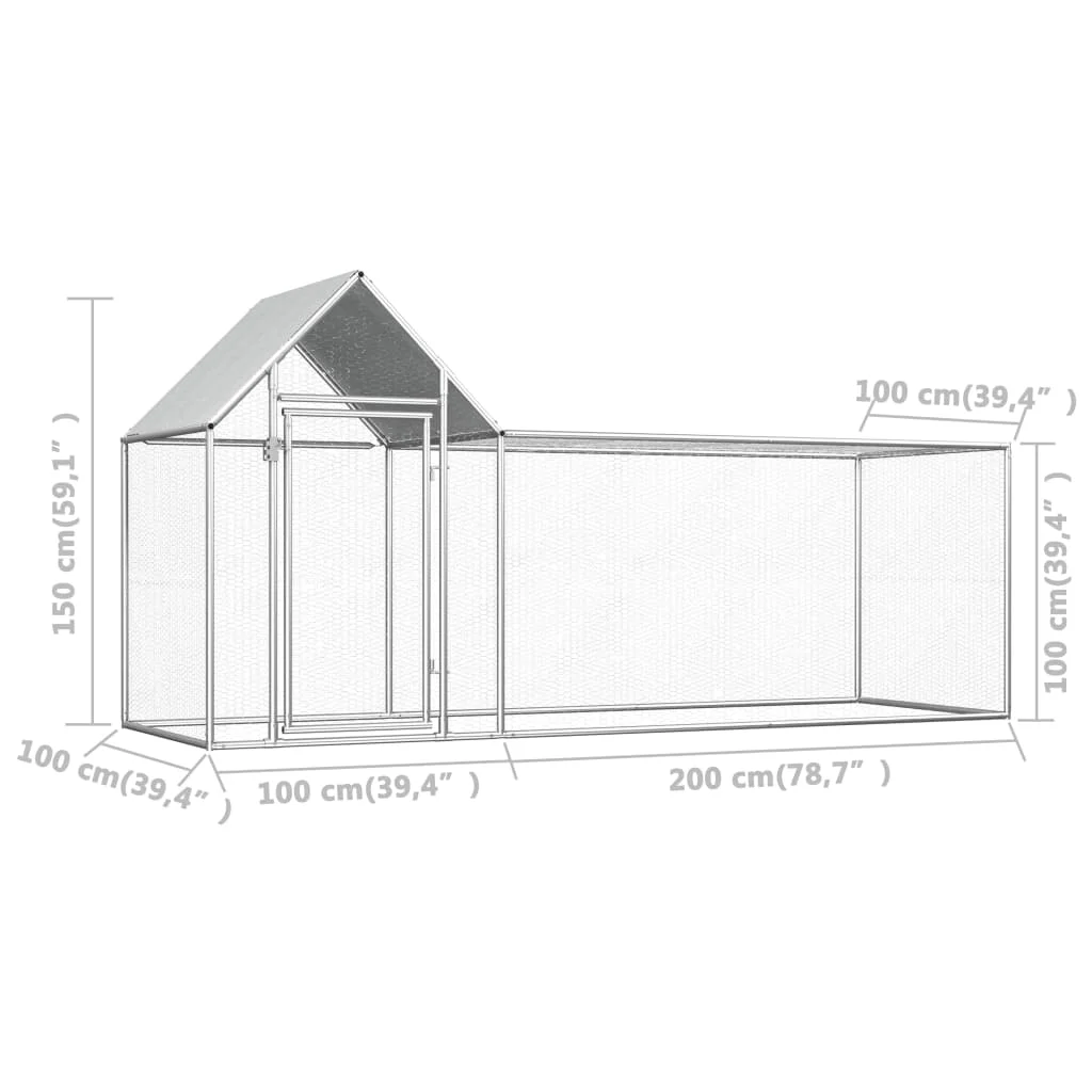 

Chicken Coop 9.8'x3.3'x4.9' Galvanized Steel