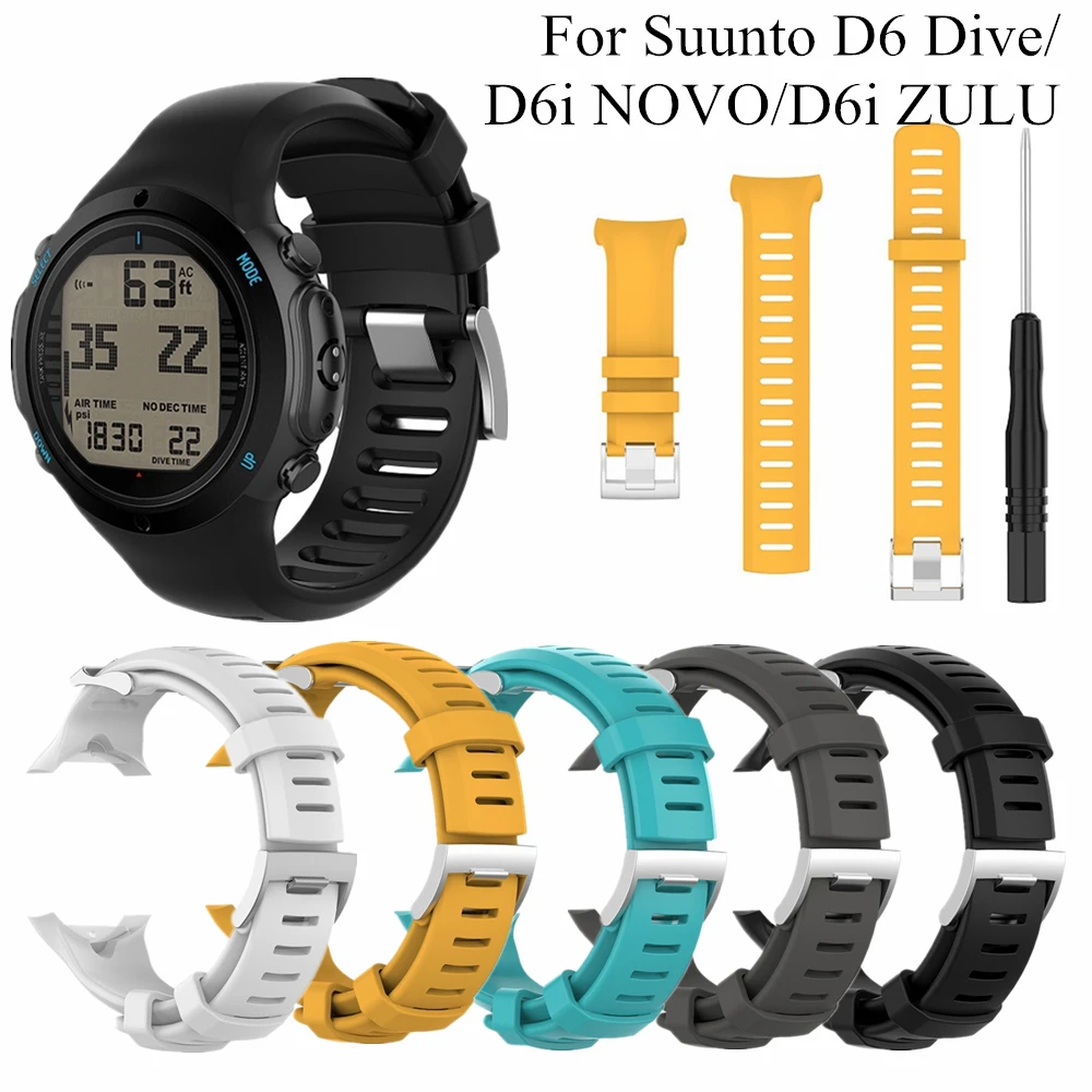 

Силиконовый ремешок для спортивных часов SUUNTO D6 Dive / D6i NOVO/ZULU, мягкий Регулируемый браслет, аксессуары SUUNTO D6i