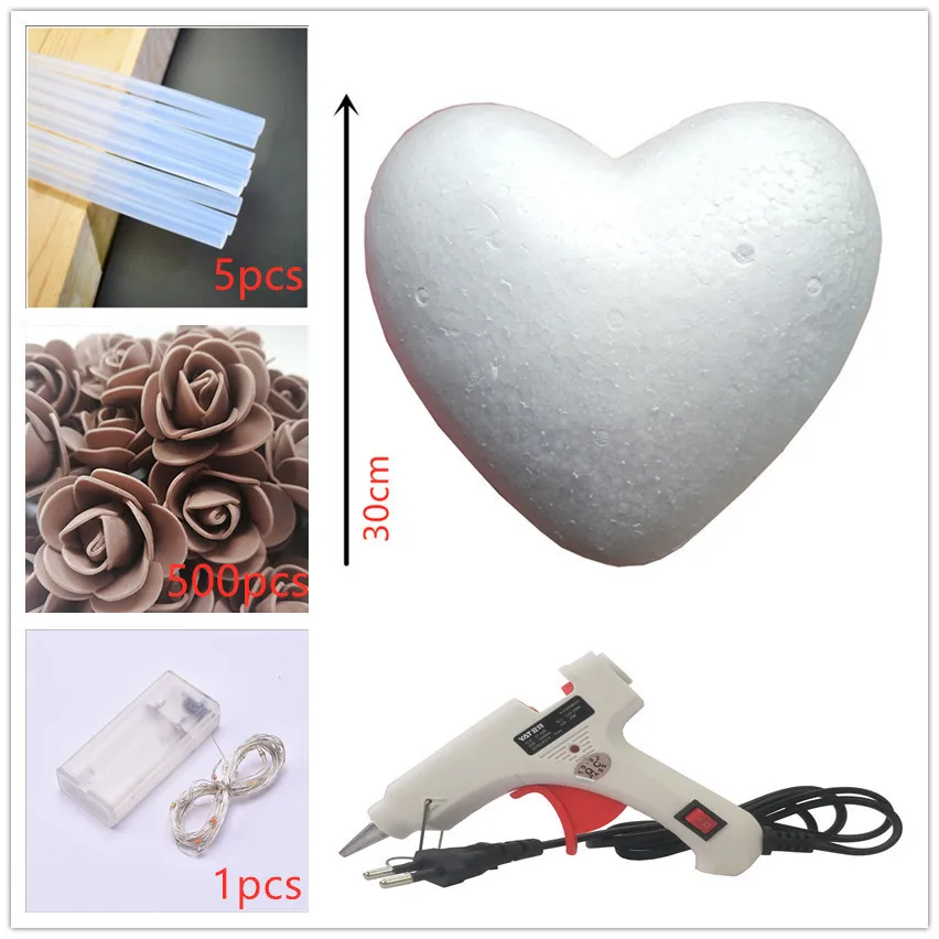 brown DIY Красочные в форме сердца розы искусственные DIY ручной работы Цветы Романтический День Святого Валентина и свадебные подарки для девушки - Цвет: brown DIY