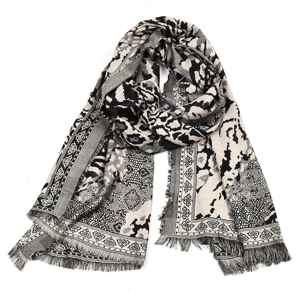 Мягкий зимний шарф унисекс с леопардовым принтом длинные зимние шарфы со змеиным