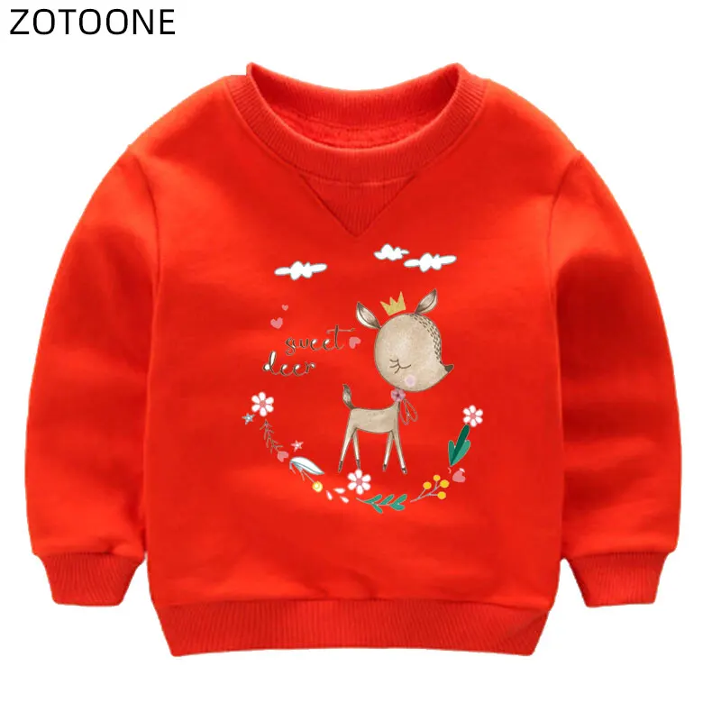 ZOTOONE животных нашивки с оленями Утюг на Цветочная аппликация для одежды передачи