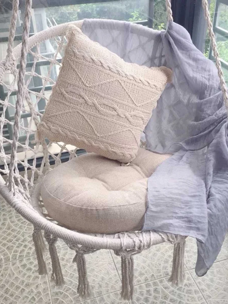 

Nordic Cotton Rope Hammock Chair Handmade Knitted Indoor Outdoor Kids Swing Bed Adult Swinging Hanging Chair Hammock 2021