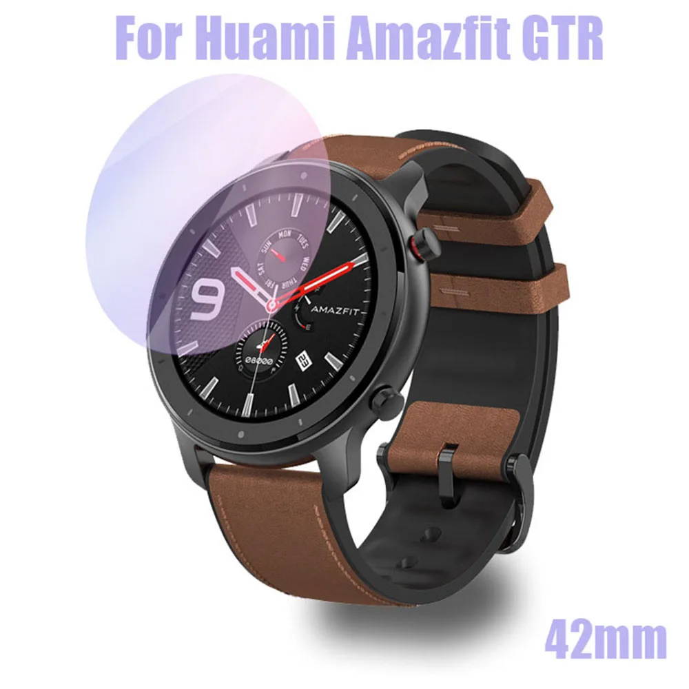 2 шт./лот, защита экрана от царапин для Huami Amazfit GTR 42 мм 47 мм, Защитная пленка для экрана из закаленного стекла - Цвет: 42mm purple tempered