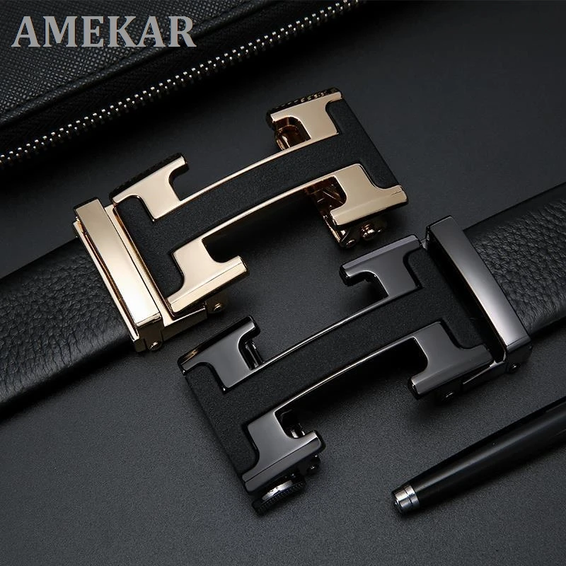 

Men's leather belt business belt fashion fashion belt alloy automatic buckle belt young fashion