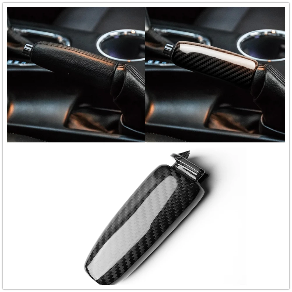 

For Ford Mustang 2015-2019 Brake Handbrake Grip Cover Knob Trim Real Carbon Fiber Car Parking Hand Shell Paddle Handle Case Cap