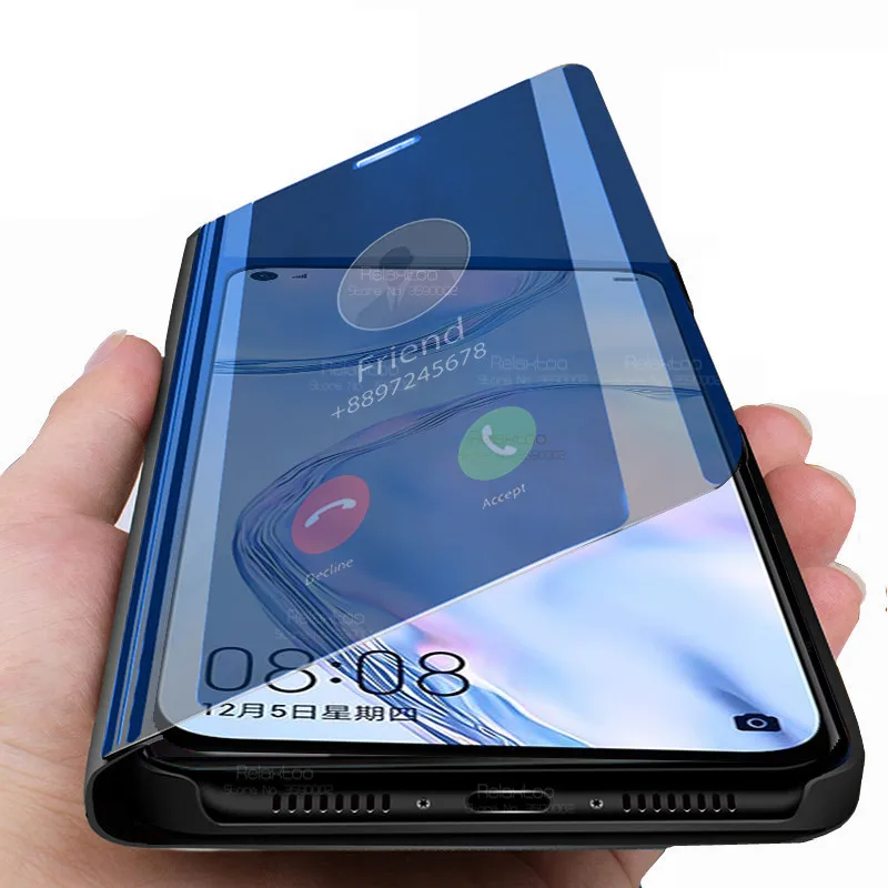 Умный зеркальный флип чехол для huawei p40 lite p 40 light p40lite 4G 6 7 &quot Чехол книжка