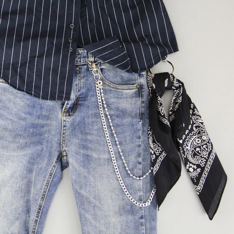Брюки в стиле панк-рок бандана с кулоном виде большого кольца хипстерские брюки