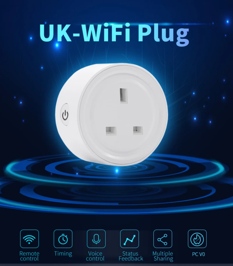 

Wifi Smart Outlet Switch Plug Voice Control Work With Alexa Google Home Tuya APP Switch Timing Plug UK
