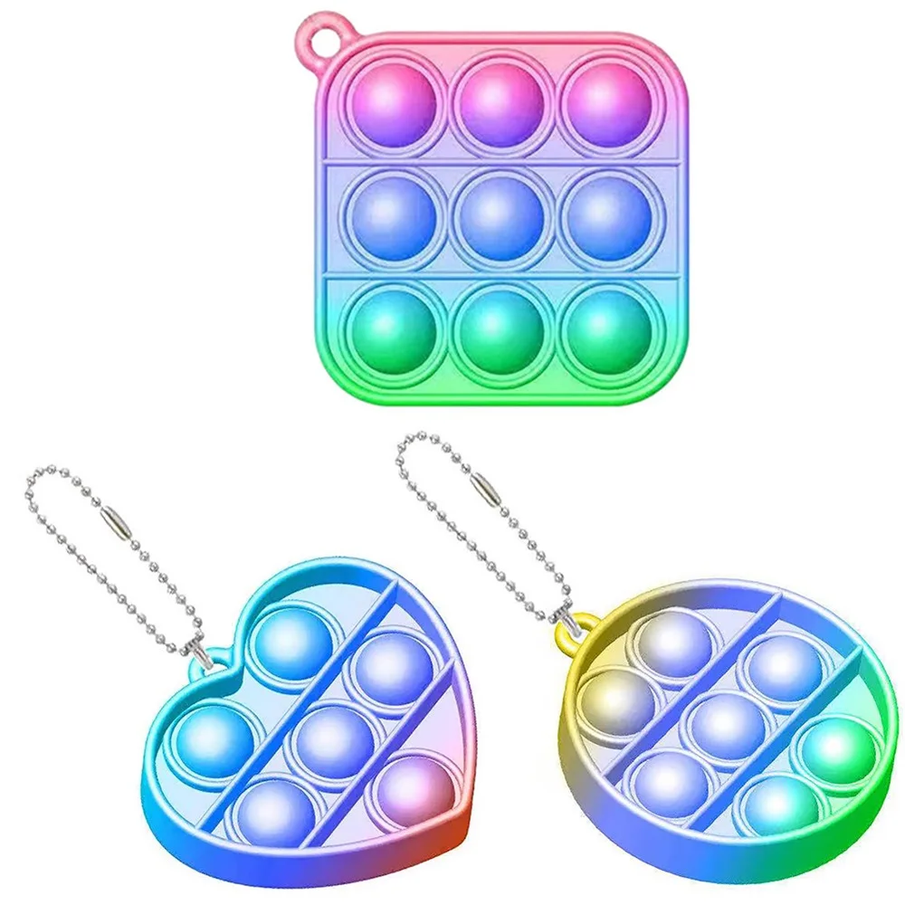 

Mini Fidget Toys Keychain Push Bubble Sensory Autism Squishy Simple Dimple Toy For Adult Child Anti Stress Reliever Relief Gift