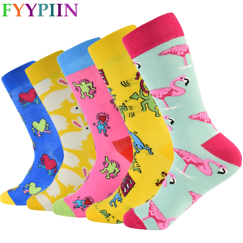 2020 Top Fashion Rushed 5 Pair/lot Men Socks Happy For Funny Novelty Lot Colorful Man Casual Gift Skateboard Cotton socks men