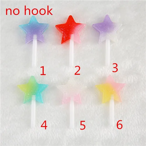 no hook 12 шт смешанные звезды леденец 41*24 мм Блестящий леденец милый плоский с оборота кабошоны из смолы украшения для сережек и кулонов - Цвет: no hook
