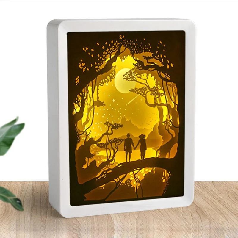 

New Style 3D Paper-cut Atmosphere Night Light Art Decoration Lamp USB Living Room Bedroom Decoration Valentine Christmas Gift