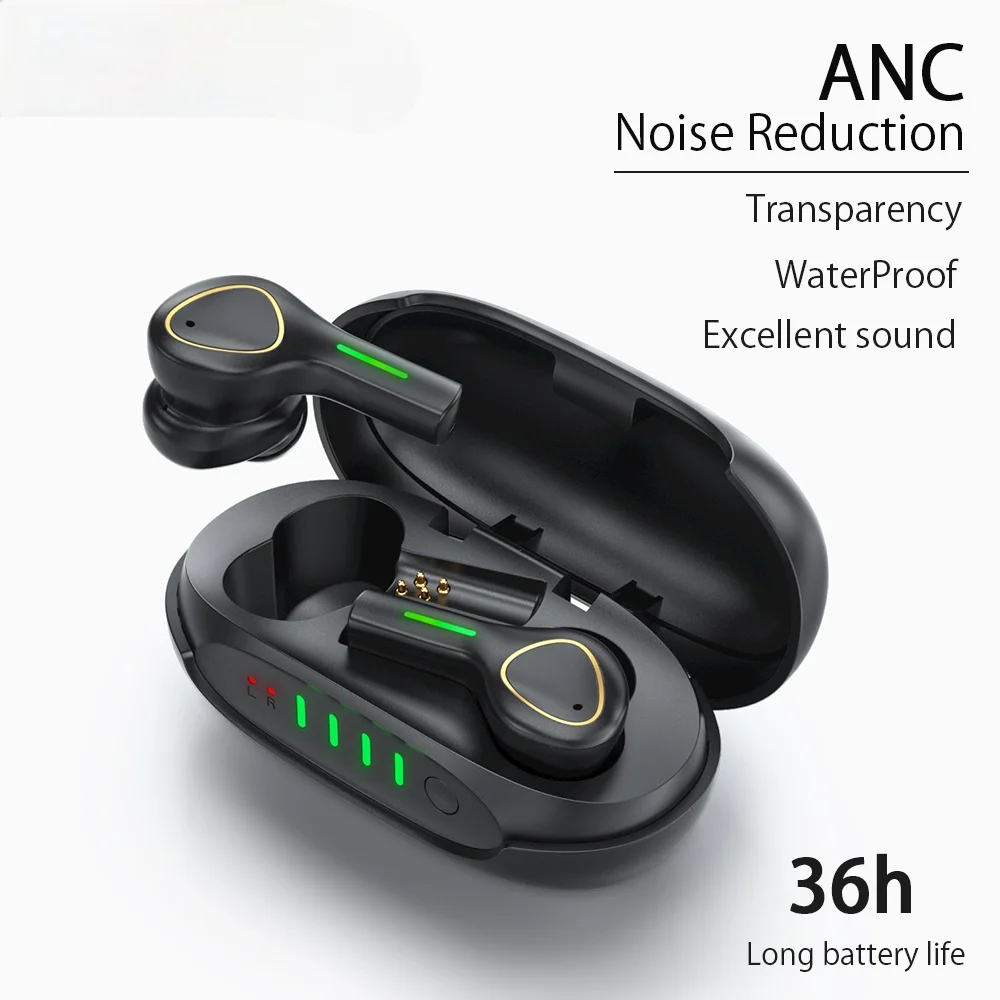 

ANC TWS Hybrid ANC ENC Wireless Earphones Active Noise Cancel BT Earbuds IPX6 Waterproof