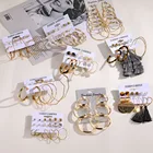 Женские серьги-кольца FNIO, Винтажные серьги с кисточками и жемчугом, модные ювелирные изделия