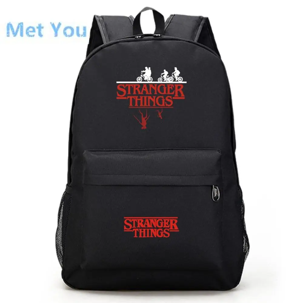Аниме Stranger Things черный рюкзак школьные сумки для книг ноутбук мальчики девочки
