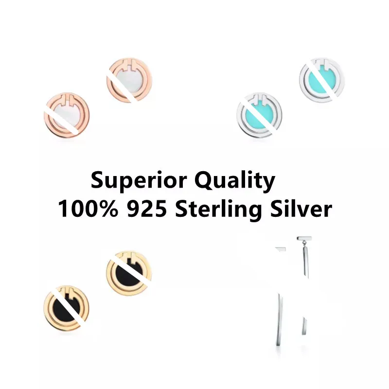 

Tf925 Sterling Silver Earrings brand classic black and white ceramic Earrings disc shape simple jewelry women's new design gift