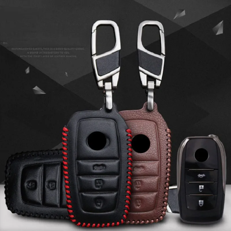 

Leather Remote Car Key Case Cover for Toyota Chr C-hr Land Cruiser 200 Avensis Auris Corolla 3 Buttons Remote Car Styling Covers