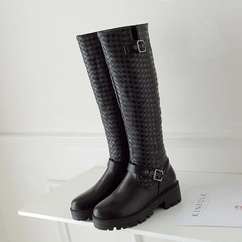 

Boots Women Sexy Knee High Boots Women Fashion Lace Up Leather Boots Women Red Boots Soft Women Boots Winter N9-85
