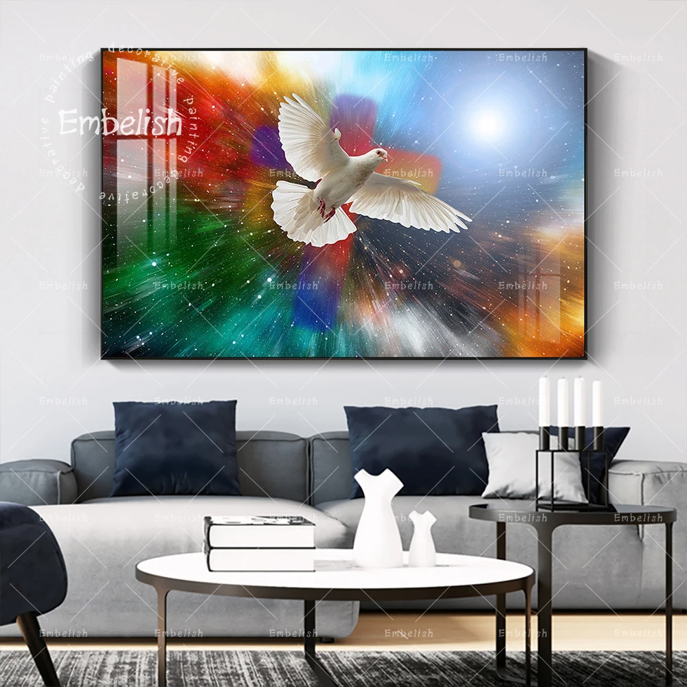 

1 Pieces White Bird Fly In Abstract Space HD Spray On Canvas Oil Paintings For Living Room Home Decor Pictures Wall Art Posters