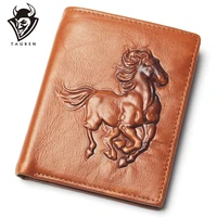 men fashion embossed horse pattern real leather wallet thin slim card holder bifold purse