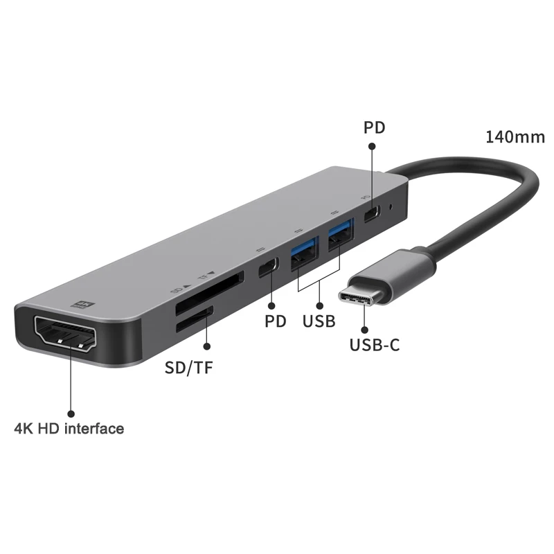 USB-концентратор 7 в 1 6/5/4/2 для MacBook Pro/Air/Huawei 2K/4K | Компьютеры и офис