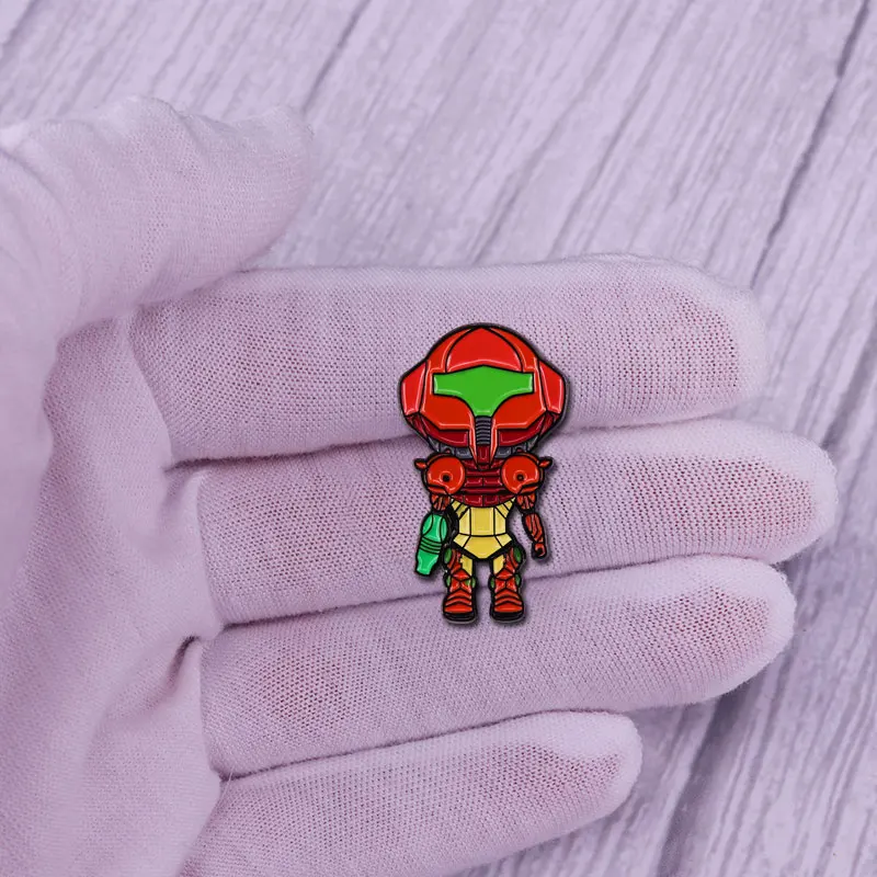 Эмалированная брошь Samus Aran Metroid в виде робота из аниме-игры | Украшения и