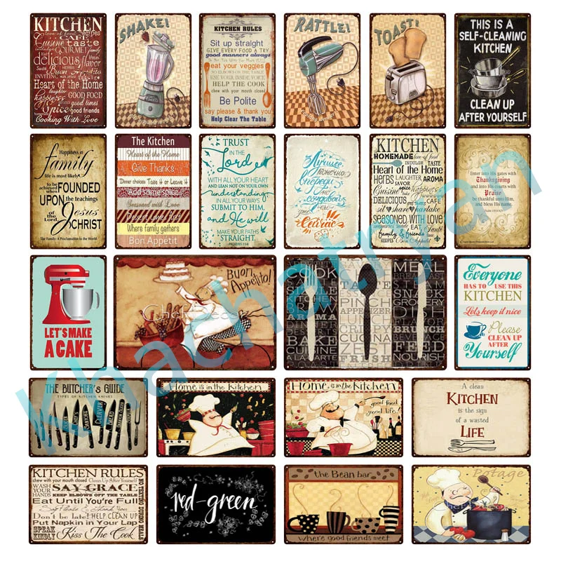 

Винтажная металлическая погремушка-тарелка в стиле ретро, железный жестяной знак с рисунком, Настенная картина для кухни, столовой, домашни...