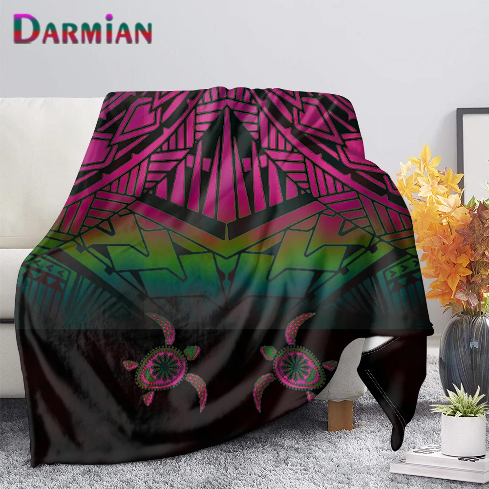 

Плед DARMIAN с морской черепахой, полинезийское одеяло, высококачественное покрывало для кровати, мягкое флисовое теплое одеяло для путешеств...