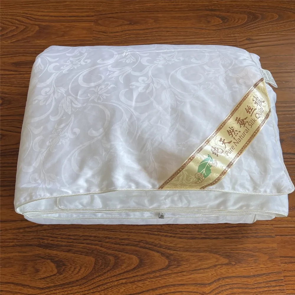 100% натуральное шелковое одеяло с жаккардовым хлопковым покрытием из китайского