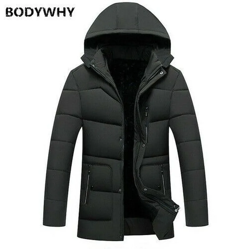 Мужская куртка, теплая Толстая Мужская парка, модная теплая длинная куртка на осень и зиму, мужская куртка с капюшоном