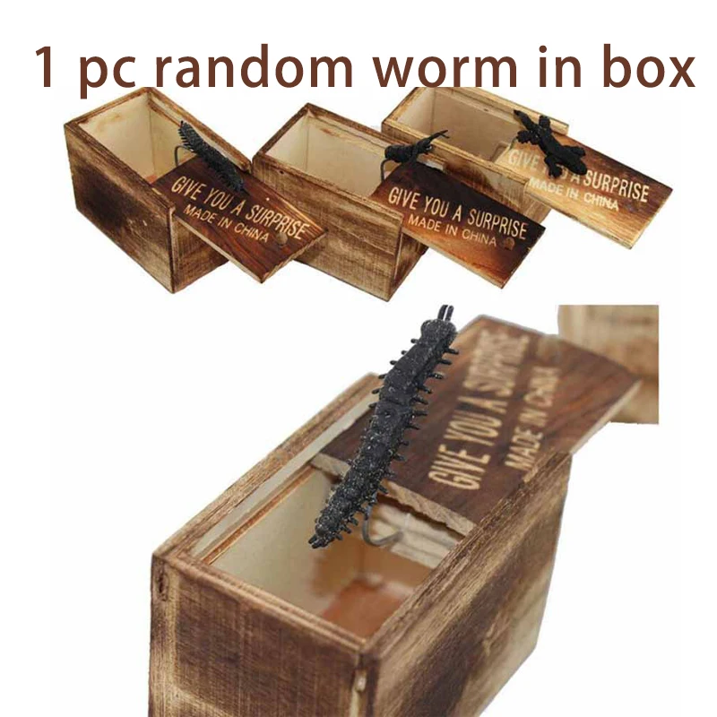 Random worm Горячая 1 шт. пугающая коробка деревянная шалость трюк пугающая игрушка паук червь кляп игрушки Розыгрыш в День Дурака подарок сюрприз коробка - Цвет: Random worm