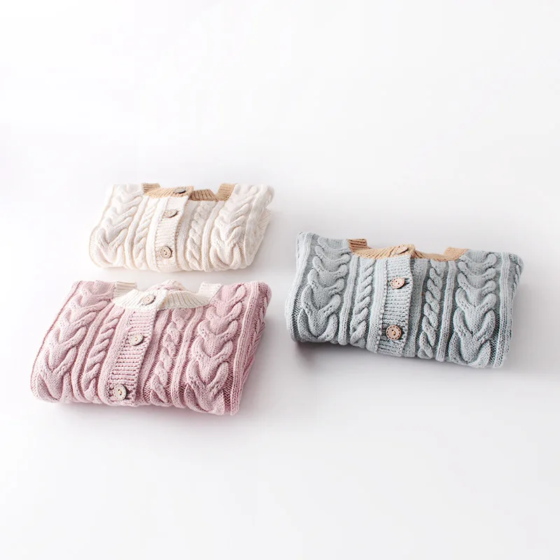 2020 children's autumn and winter knitted twist sweater girl round neck cardigan loose | Детская одежда и обувь