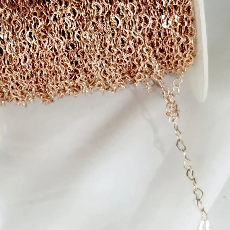 1 метр 3 мм ожерелье любовь сердце цепь серебро розовое золото медные звенья цепи