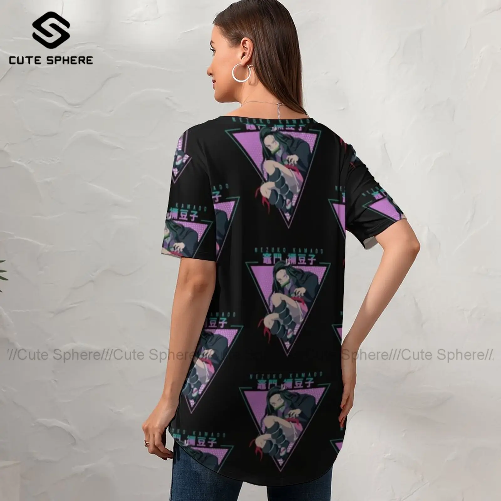 

Kimetsu No Yaiba T Shirt Street Style Graphic Lady Funny T-Shirt Short-Sleeve V Neck Tshirt Plus Size