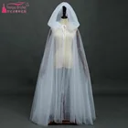 Тюлевая Свадебная накидка с капюшоном длиной 150 см, двухслойная Тюлевая Свадебная накидка в стиле бохо, шикарный ZJ035