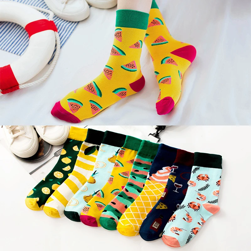 

Носки женские короткие с фруктами, лимоном, крабом, арбузом, 1 пара