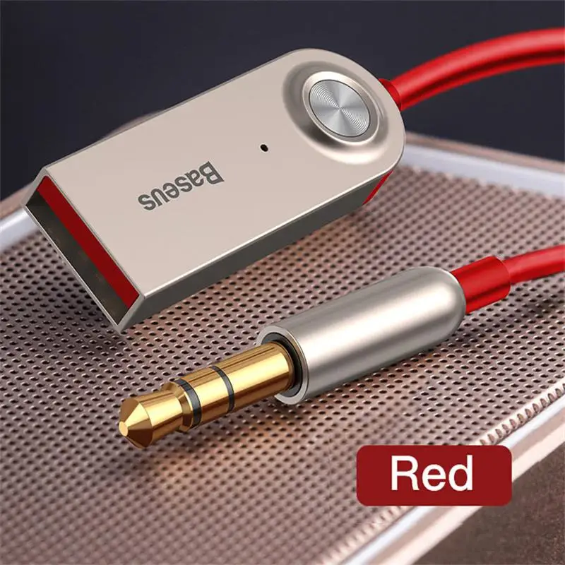 Red Baseus Aux Bluetooth адаптер кабель программный ключ для автомобиля 3,5 мм разъем Aux Bluetooth 5,0 4,2 4,0 приемник динамик аудио музыкальный передатчик - Название цвета: Red