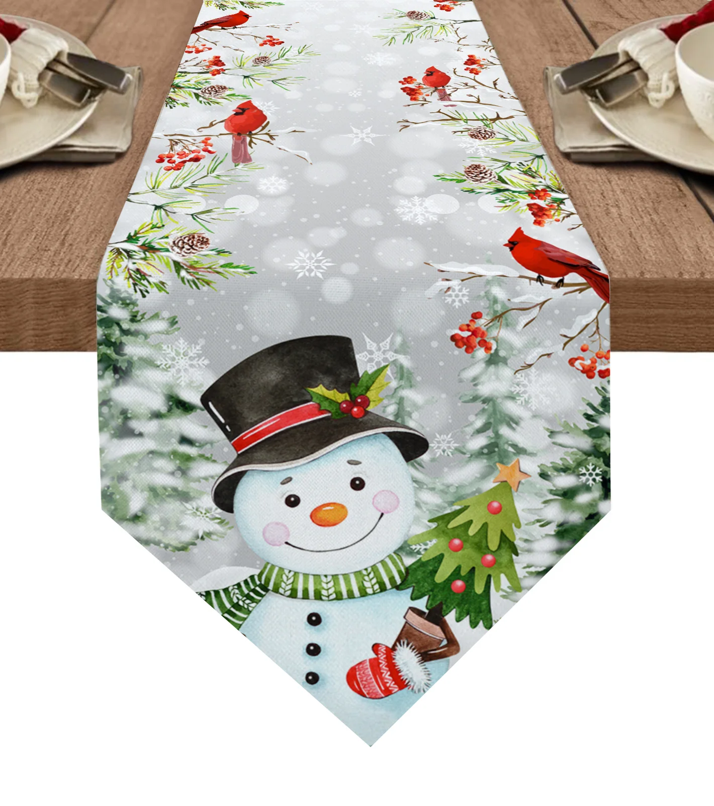 

Рождество, снеговик, ягоды, снег, Настольная дорожка Cardinal, рождественские украшения, Рождественский Декор, украшение для обеденного стола