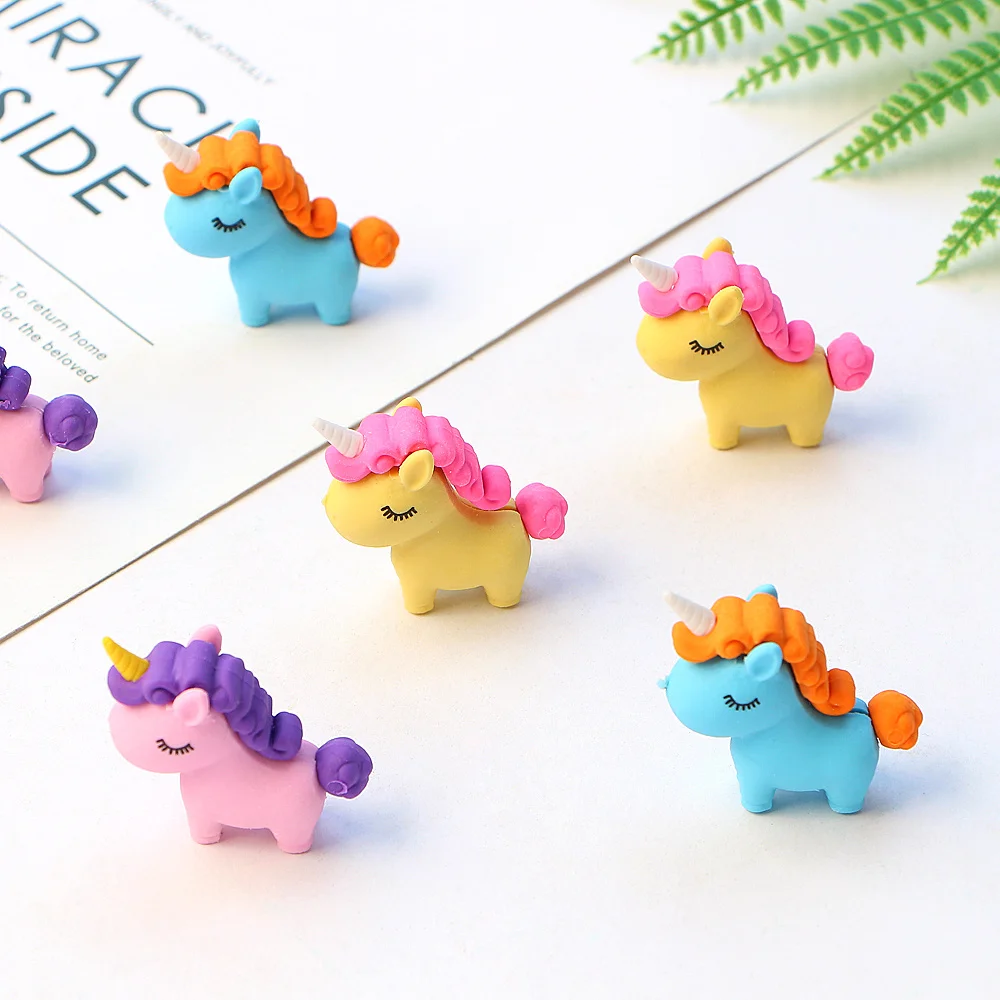 3 шт./лот Kawaii толстый Единорог ластик модифицированный милый мультяшный