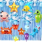 Воздушные шары в виде осьминога, акулы, морских звезд, воздушные шары в форме животных, для детского дня рождения, свадьбы, конфетти металлик