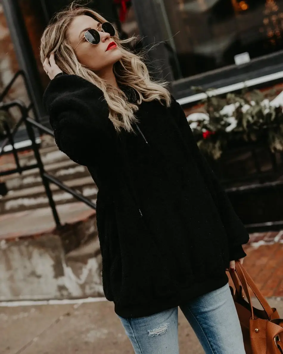 Women's Autumn Winter Suede Long-sleeve Hoodies Loose Casual Velour Hoodies Pullover Sweatshirt Large Size Sherpa Pink Clothes