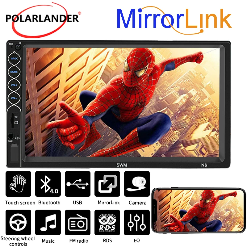 

Car Radio 2 Din 7 Inch Multimedia MP5 Player Bluetooth Mirror Link Mobile Phone Interconnection FM/TF/USB Touch Screen HD Video