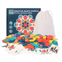 180pcs creative shape puzzle wooden montessori learning educational toys geometric color clever board develop thinking ability