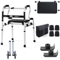 multi use foldable elderly walker chair adjustable walking assist equipped arm rest pad equipped for limited mobility