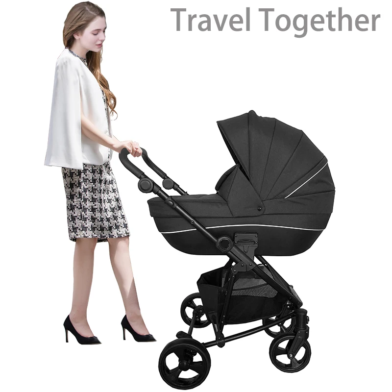 

EN1888 wholesale fashion luxury black oxford 3 in 1 Baby Stroller And Car Seats