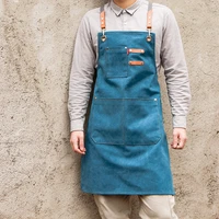 unisex durable goods heavy duty canvas work apron with tool pockets cross back straps adjustable for leathercraft woodworking