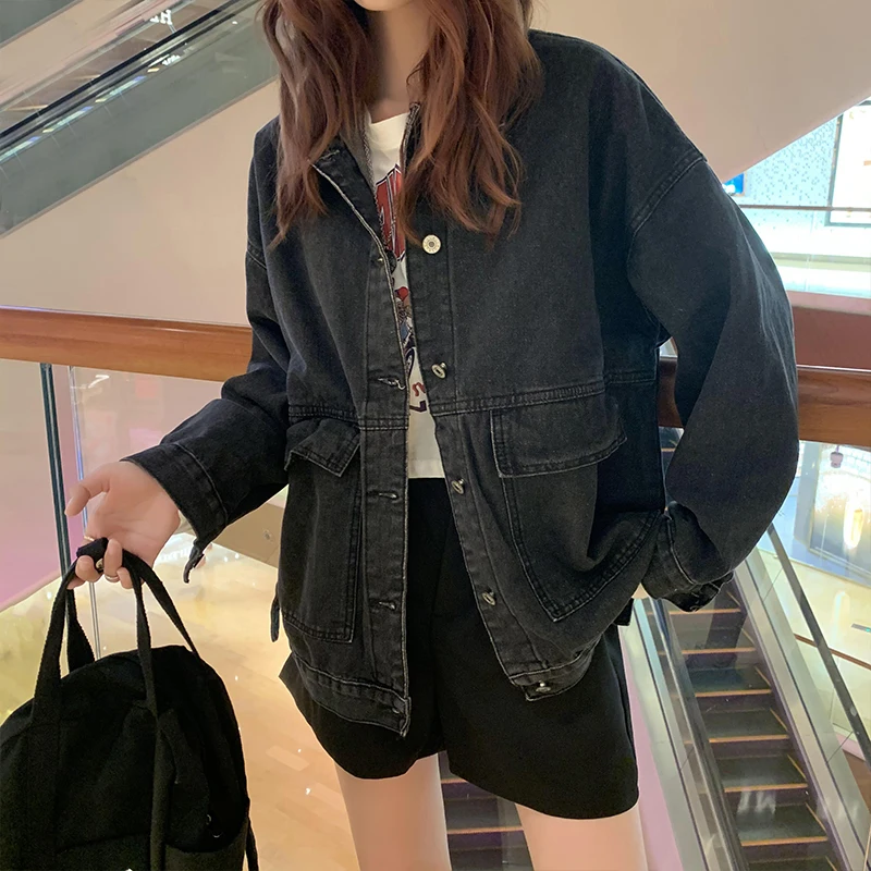 

WICCON Retro Loose Feminine Women Denim Jacket 2020 New Elegant Casual Street Single Breasted Autumn Coat Fashion Jackets