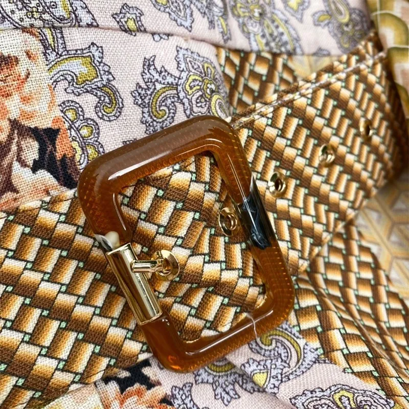 

High Quality Vintage Style Women Fashion Floral Print Long Sleeve Self-tie Bow Collar Midi Dresses 2021 New Summer Fashion